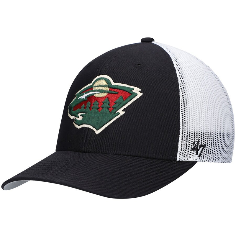 Minnesota Wild '47 Brand Black Trucker Adjustable Snapback Hat Hats 47 Brand   
