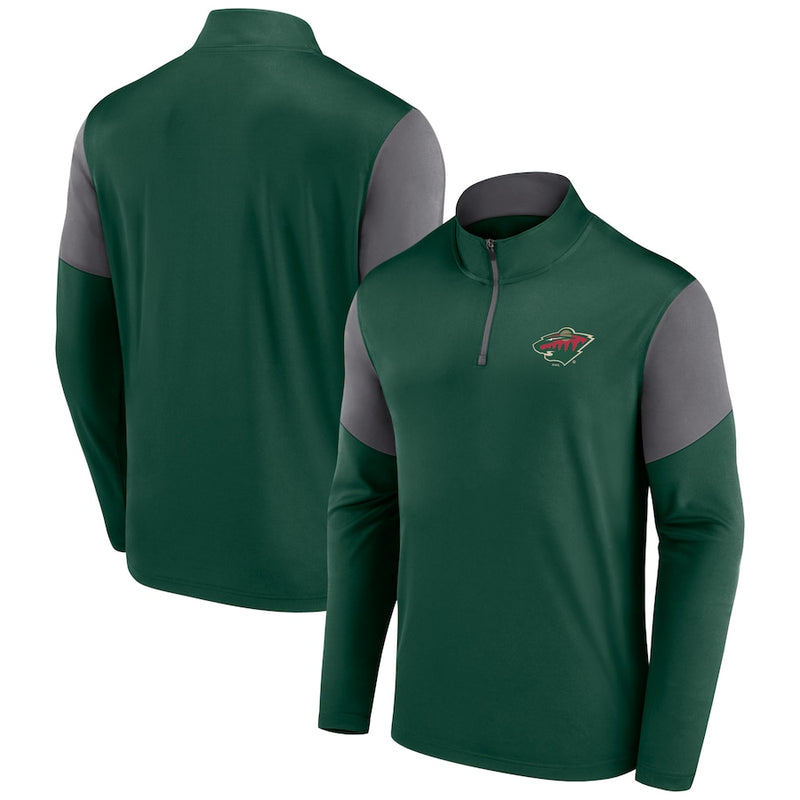 Minnesota Wild Fanatics Green Logo 1/4 Zip Jackets Fanatics