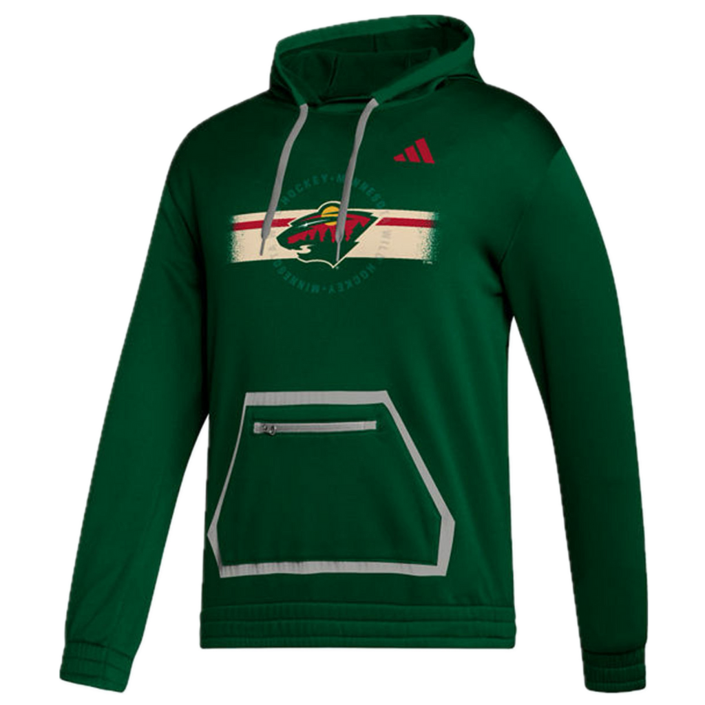 Minnesota Wild adidas Green Jersey Stripe Hoodie Fan HQ