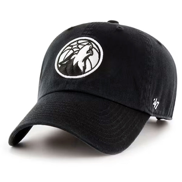 Minnesota Timberwolves '47 Brand Black Clean Up Logo Adjustable Hat Hats 47 Brand