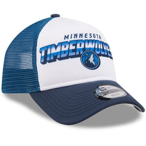 Minnesota Timberwolves Youth New Era 9FORTY White Streak A Frame Snapback Hat Hats Mitchell & Ness