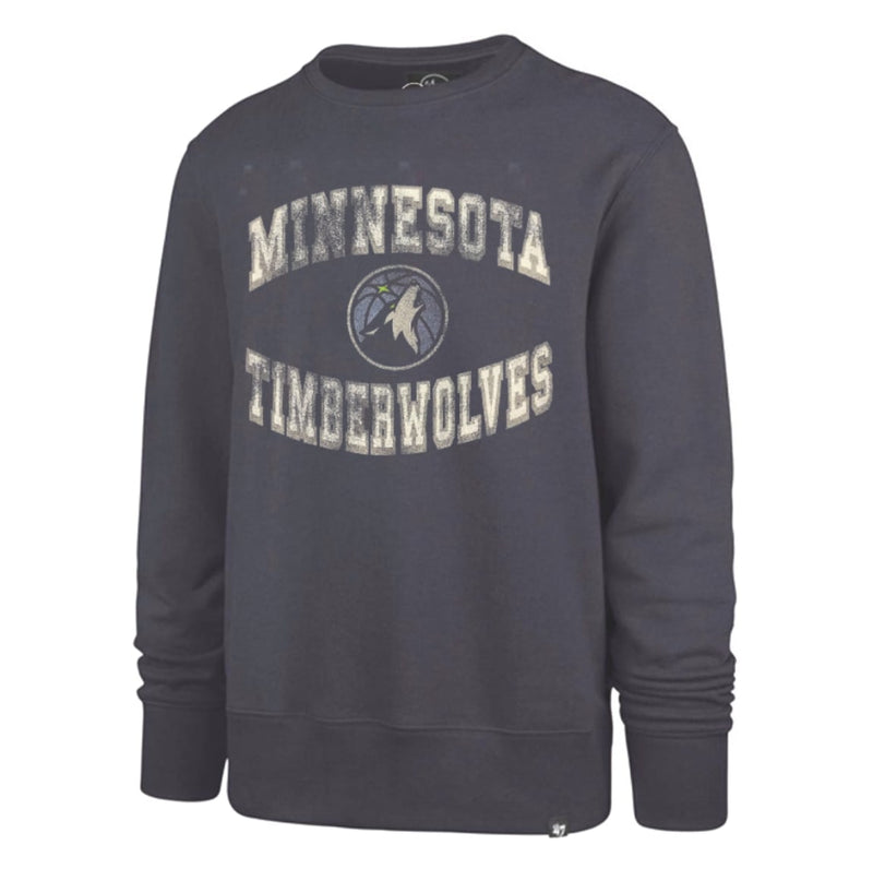 Minnesota Timberwolves '47 Brand Navy Union Arch Crewneck Sweatshirts 47 Brand   