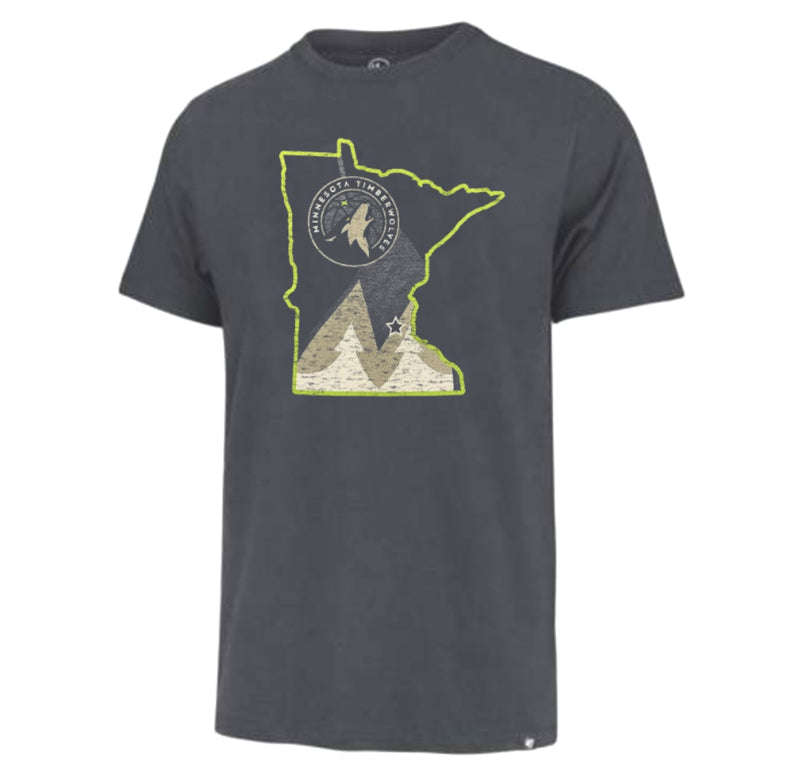 Minnesota Timberwolves '47 Brand Navy Wolf State Tee T-Shirts 47 Brand   