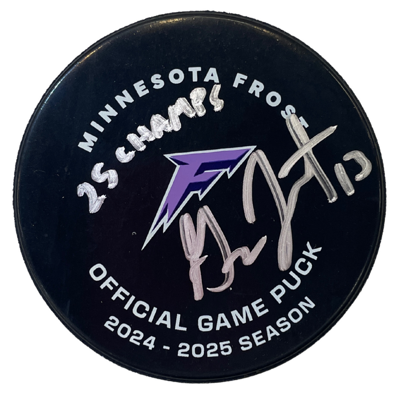 Grace Zumwinkle Autographed Minnesota Frost Official Game Puck w/ 25 Champs Inscription Autographs FanHQ