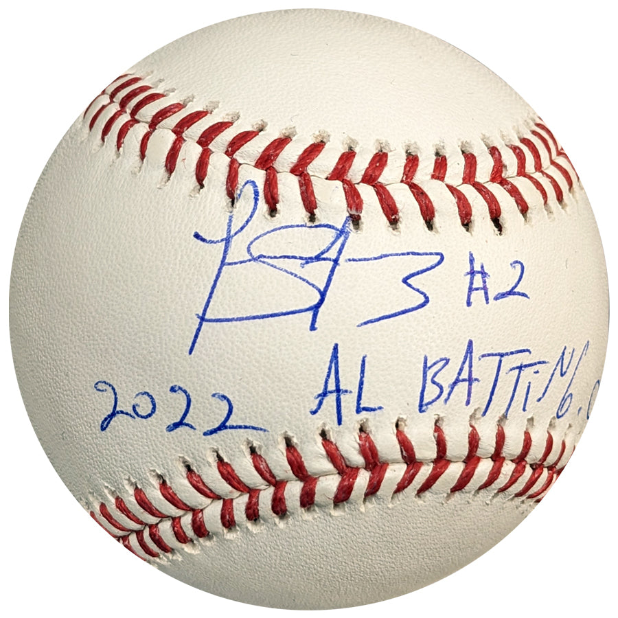 Luis Arraez Autographed Rawlings OMLB Baseball w/2022 AL Batting Champ (Standard Number)