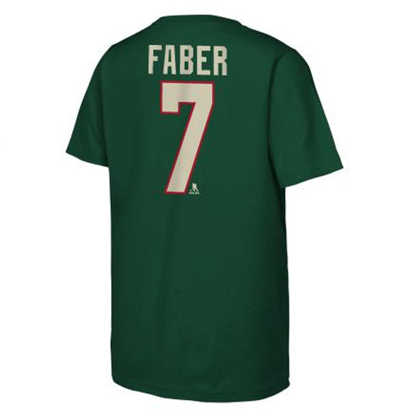 Brock Faber Minnesota Wild Youth Green Player T-Shirt T-Shirts Outerstuff