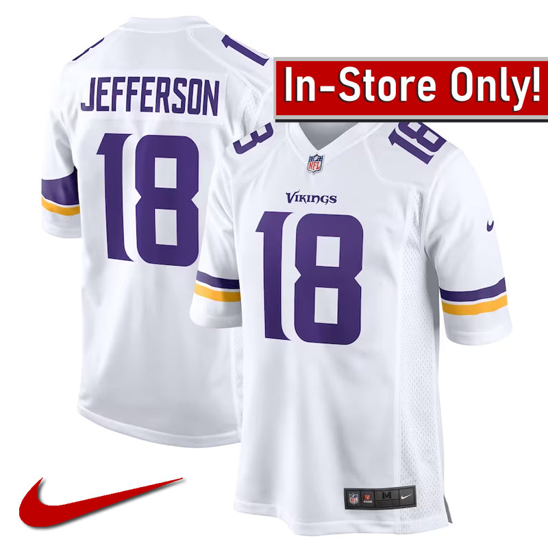 AVAILABLE IN-STORE ONLY! Justin Jefferson Minnesota Vikings White Nike Game Jersey