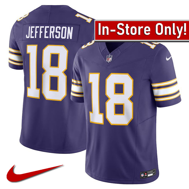 AVAILABLE IN-STORE ONLY! Justin Jefferson Minnesota Vikings Purple Nike Classic Vapor F.U.S.E. Limited Jersey