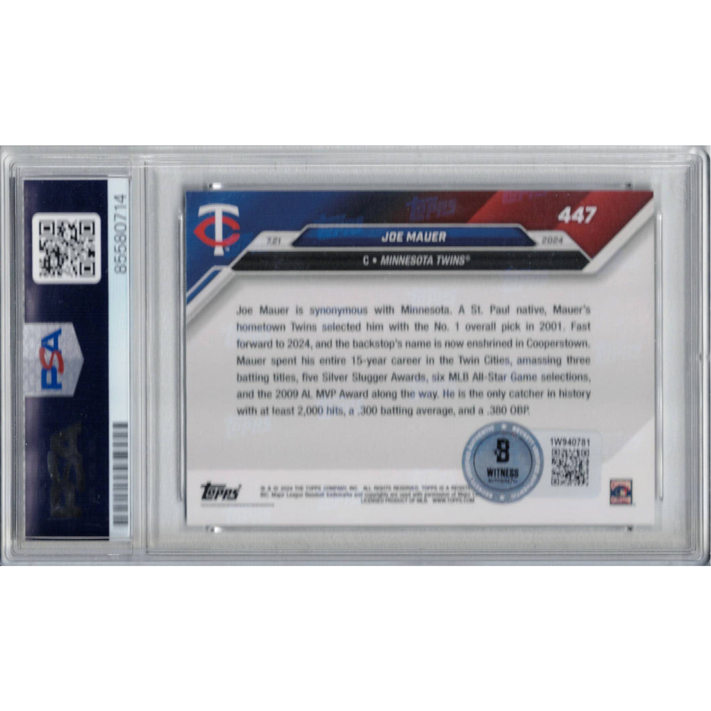 Joe Mauer PSA Authenticated Autographed Topps Now Card w/ HOF 2024 Inscription Autographs Fan HQ