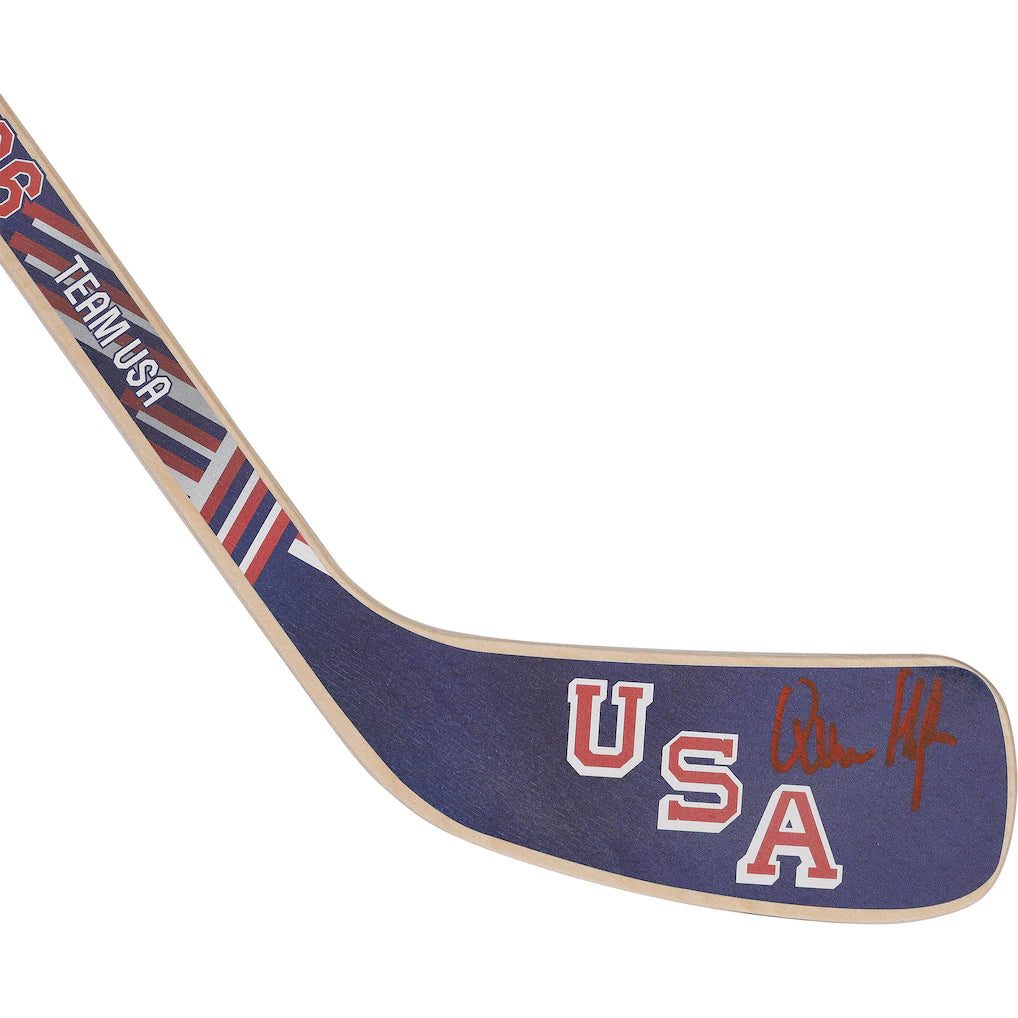 PRE-ORDER: Quinn Hughes Autographed Team USA 2026 Winter Olympics Mini Wood Stick Autographs Fan HQ