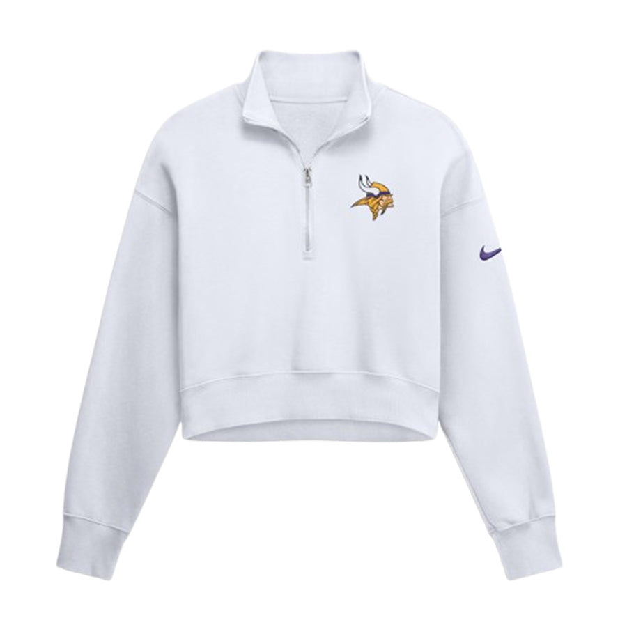 AVAILABLE IN-STORE ONLY! Minnesota Vikings Nike Women's White Phoenix Cropped Half-Zip Sweatshirt Womens Nike