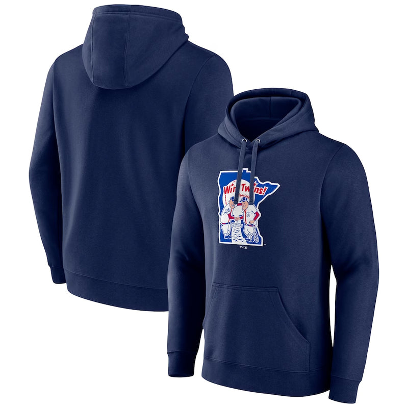 Minnesota Twins Fanatics Cooperstown Logo Navy Blue Pullover Hoodie Sweatshirts Fanatics   