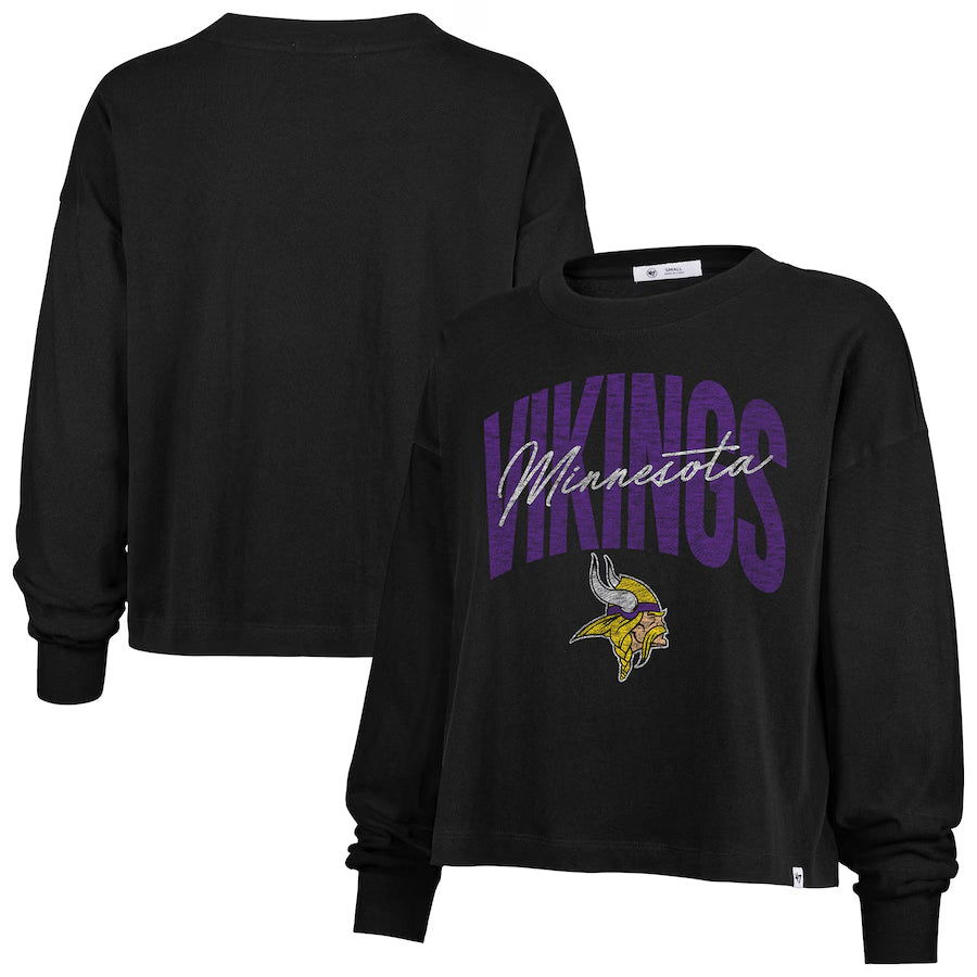 Minnesota Vikings Women's '47 Brand Black Sydney Long Sleeve Tee Womens 47 Brand