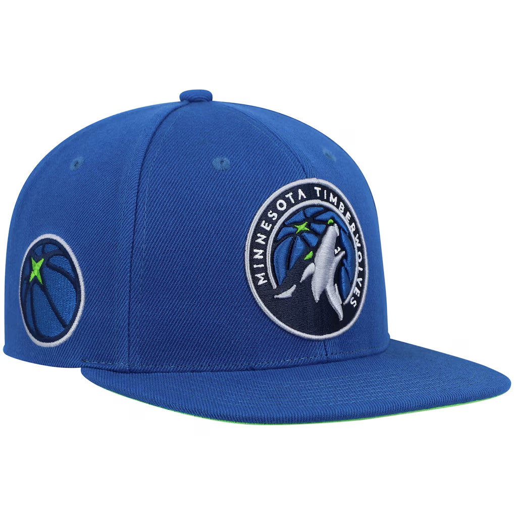 Minnesota Timberwolves Mitchell & Ness Blue Core Side Snapback Hat Hats Mitchell & Ness