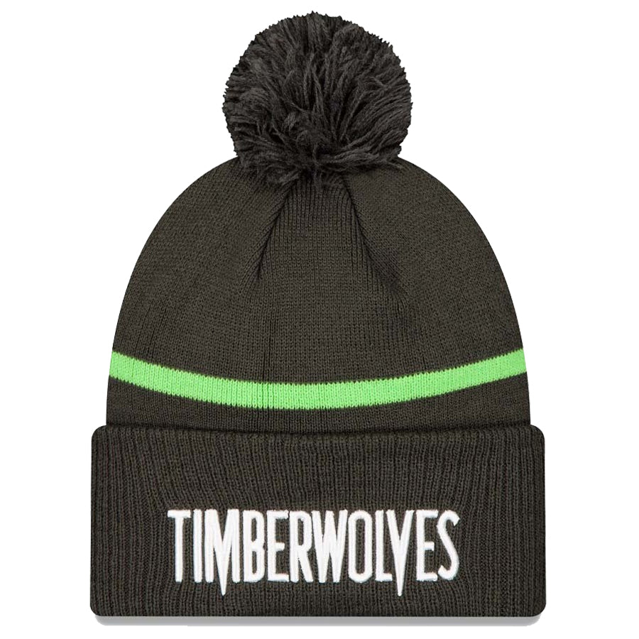 Minnesota Timberwolves New Era Charcoal Statement Edition Cuff Knit w/ Pom Hats New Era