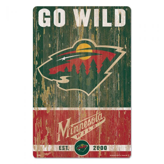 Minnesota Wild Go Wild Slogan 11" x 17" Wood Sign Collectibles Wincraft   