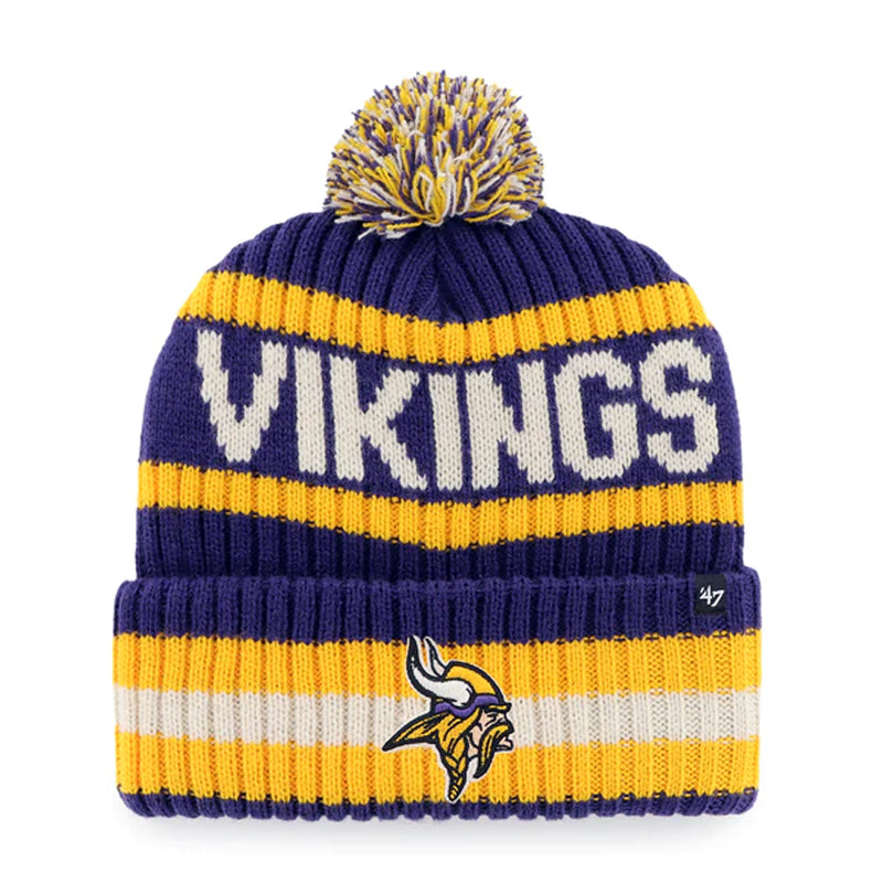 Minnesota Vikings '47 Brand Purple/Yellow Bering Cuff Knit w/ Pom