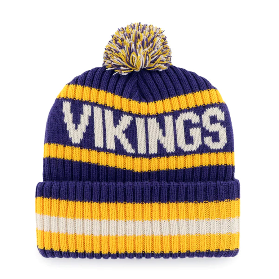 Minnesota Vikings '47 Brand Purple/Yellow Bering Cuff Knit w/ Pom