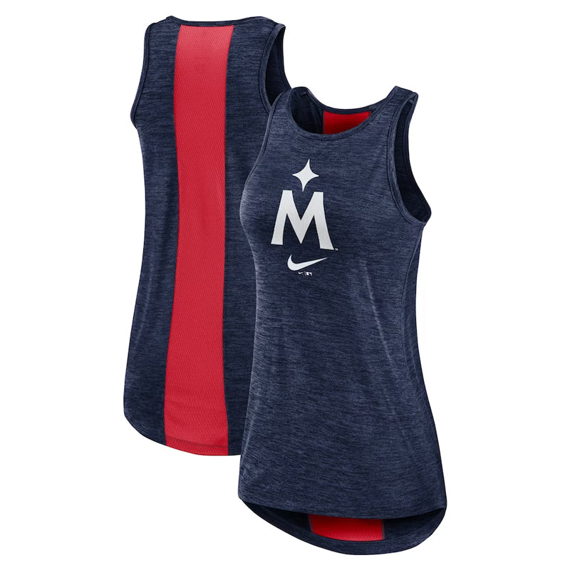 AVAILABLE IN-STORE ONLY! Minnesota Twins Nike Women's Navy Right Mix High Neck Tank Top