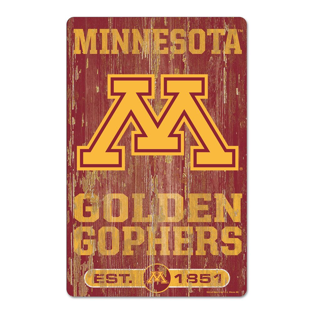 Minnesota Golden Gophers Fan Cave 11" x 17" Wood Sign Collectibles Wincraft   
