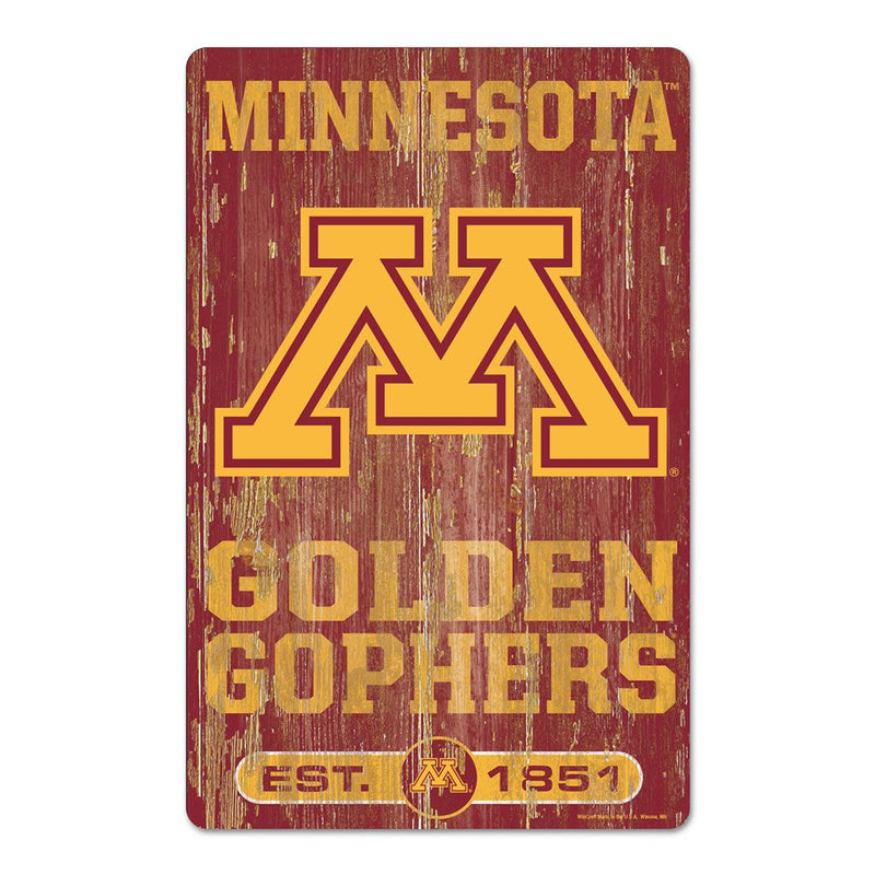 Minnesota Golden Gophers Fan Cave 11" x 17" Wood Sign