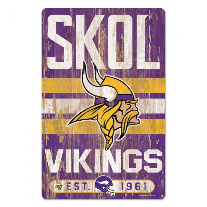 Minnesota Vikings SKOL Slogan 11" x 17" Wood Sign Collectibles Wincraft   