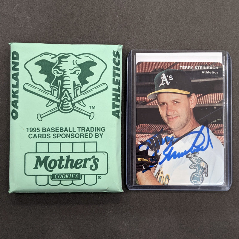 Terry Steinbach Autographed Complete Oakland A's Mother's Cookies Team Set (Various Years to Choose From)