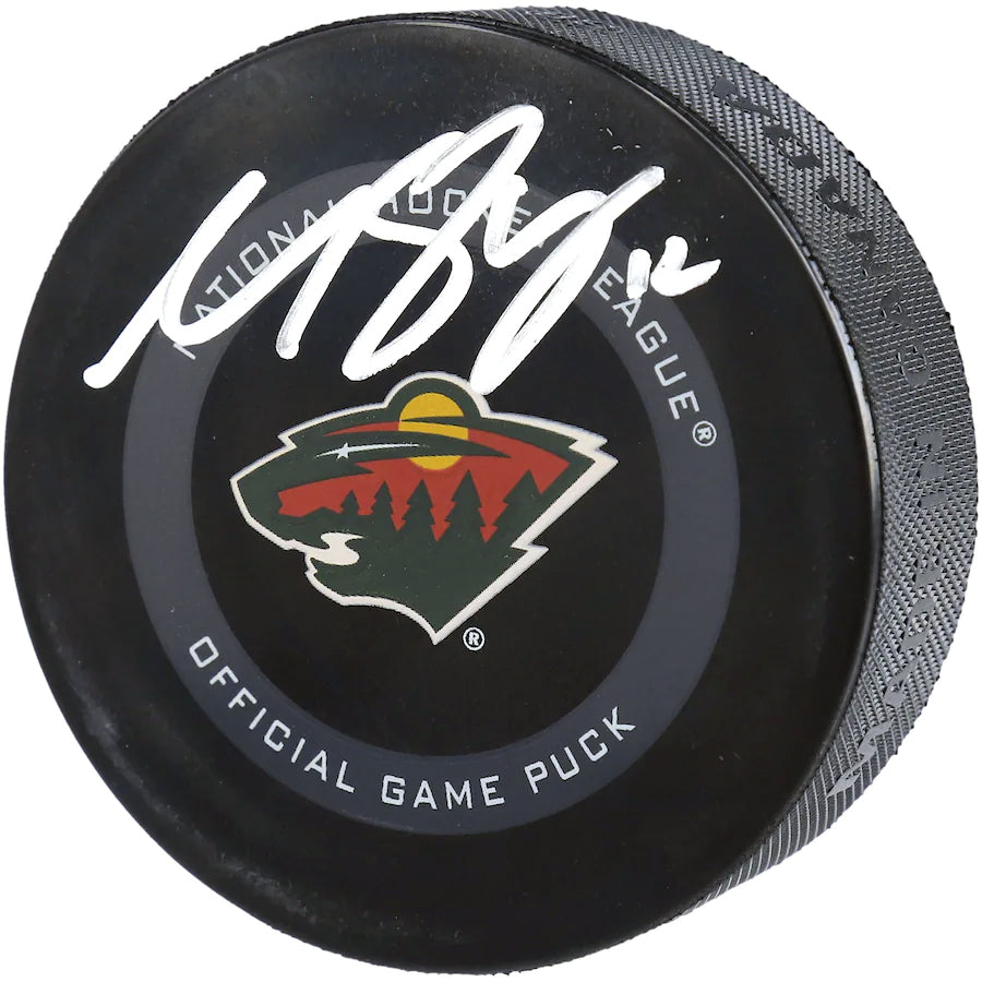 Matt Boldy Autographed Minnesota Wild Official Game Puck Autographs FanHQ   