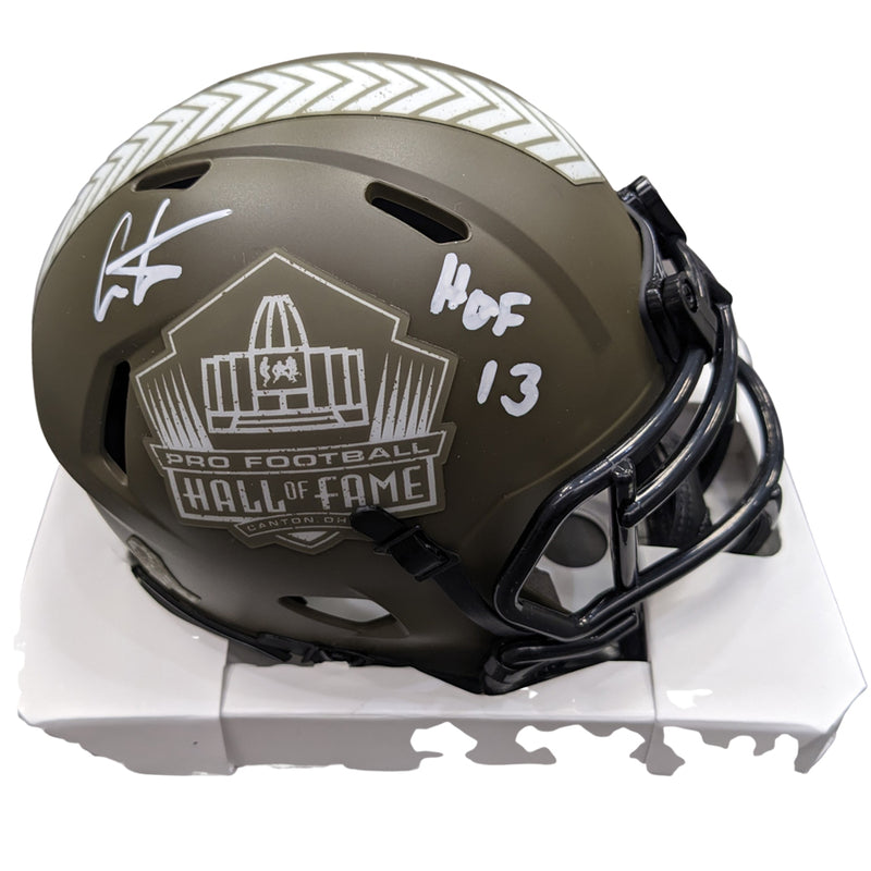 Cris Carter Autographed Hall of Fame Salute to Service Mini Helmet w/ HOF Inscription Autographs Fan HQ   
