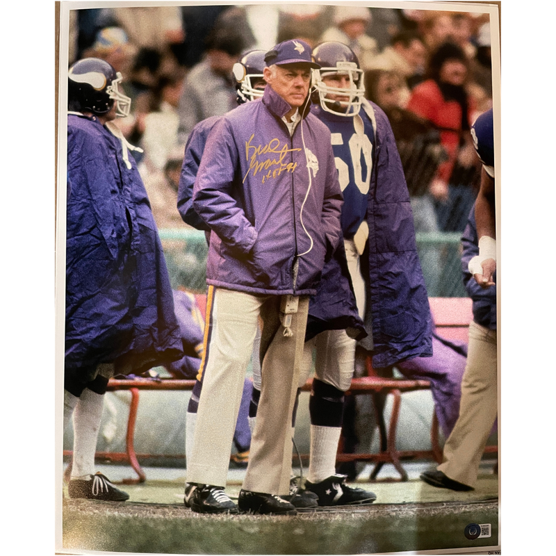 Bud Grant Signed and Inscribed 16x20 Photo (Sideline)