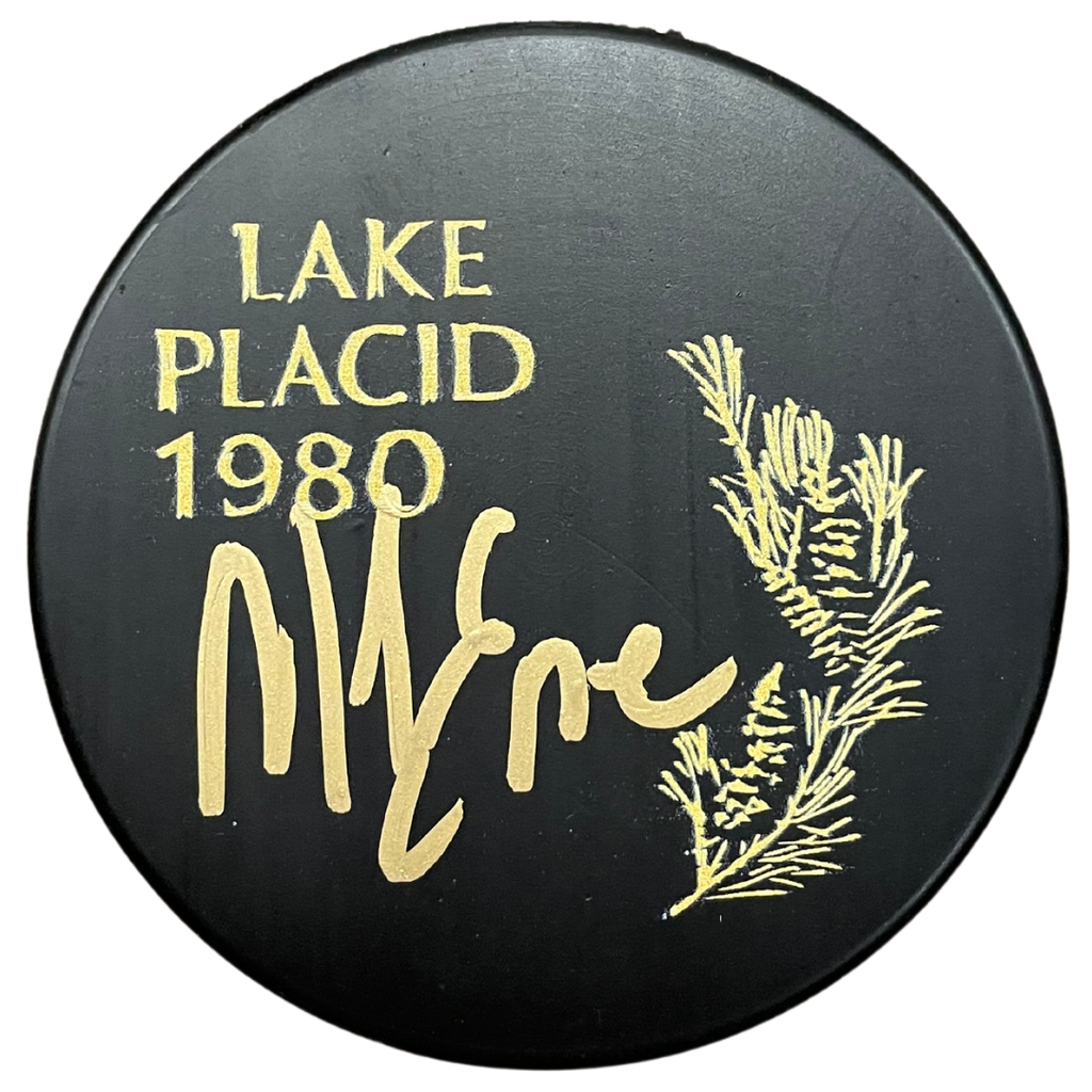 Mike Eruzione Autographed Fan HQ Exclusive 1980 Lake Placid Puck Autographs FanHQ   