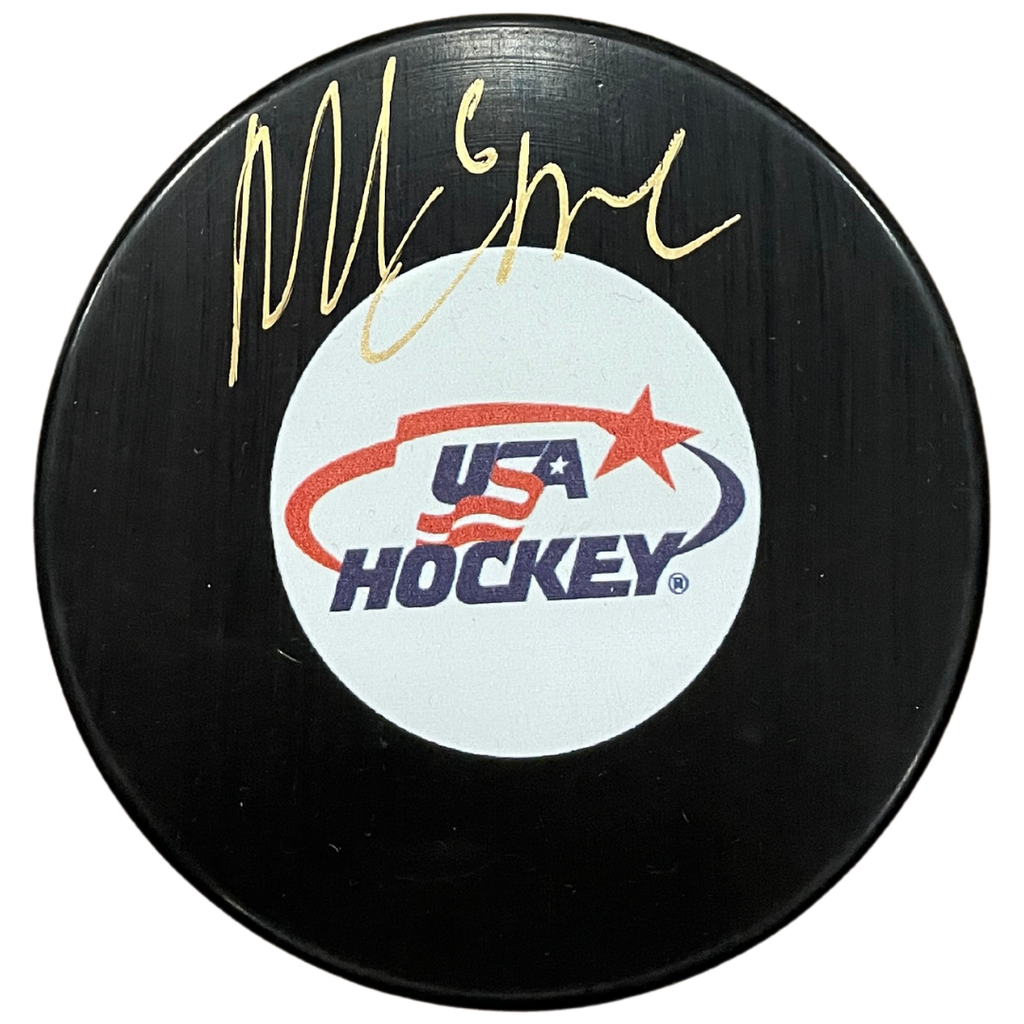 Mike Eruzione Autographed USA Hockey Logo Puck Autographs FanHQ   