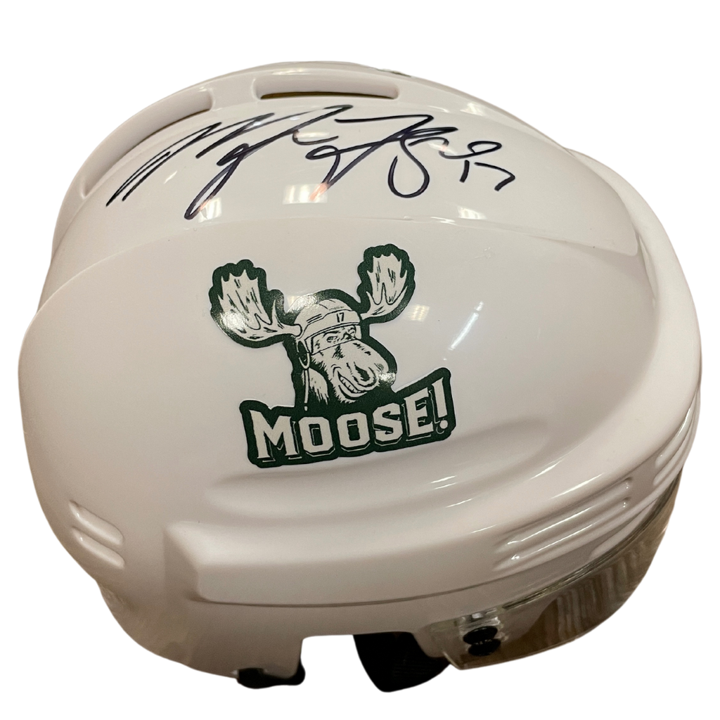 Marcus Foligno Autographed Fan HQ Exclusive SotaStick Art Moose! Mini Helmet Autographs FanHQ   