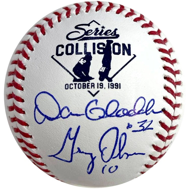 Dan Gladden and Greg Olson Autographed Fan HQ Exclusive Series Collision Baseball (Standard Number) Autographs Fan HQ   