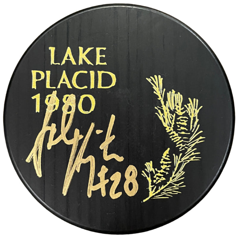 John Harrington Autographed Fan HQ Exclusive 1980 Lake Placid Puck