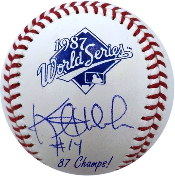 PRE-ORDER: Kent Hrbek Autographed Rawlings 1987 World Series Baseball Autographs Fan HQ w/ 87 WS Champs Inscription  