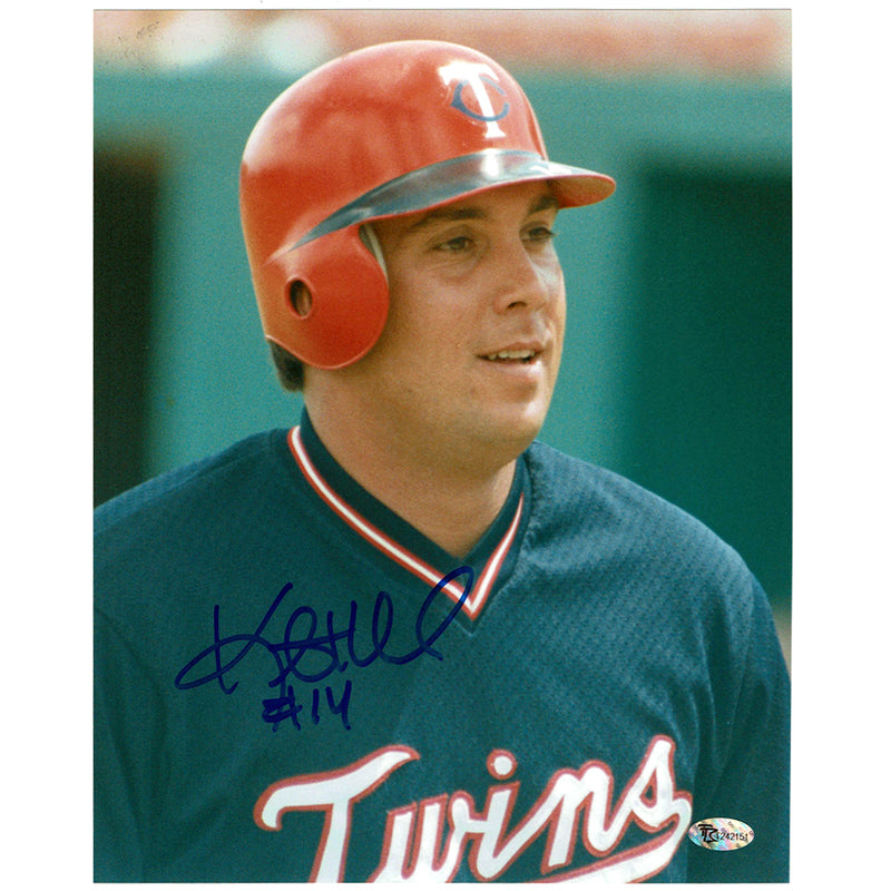 Kent Hrbek Autographed Minnesota Twins 8x10 Photo Red Helmet