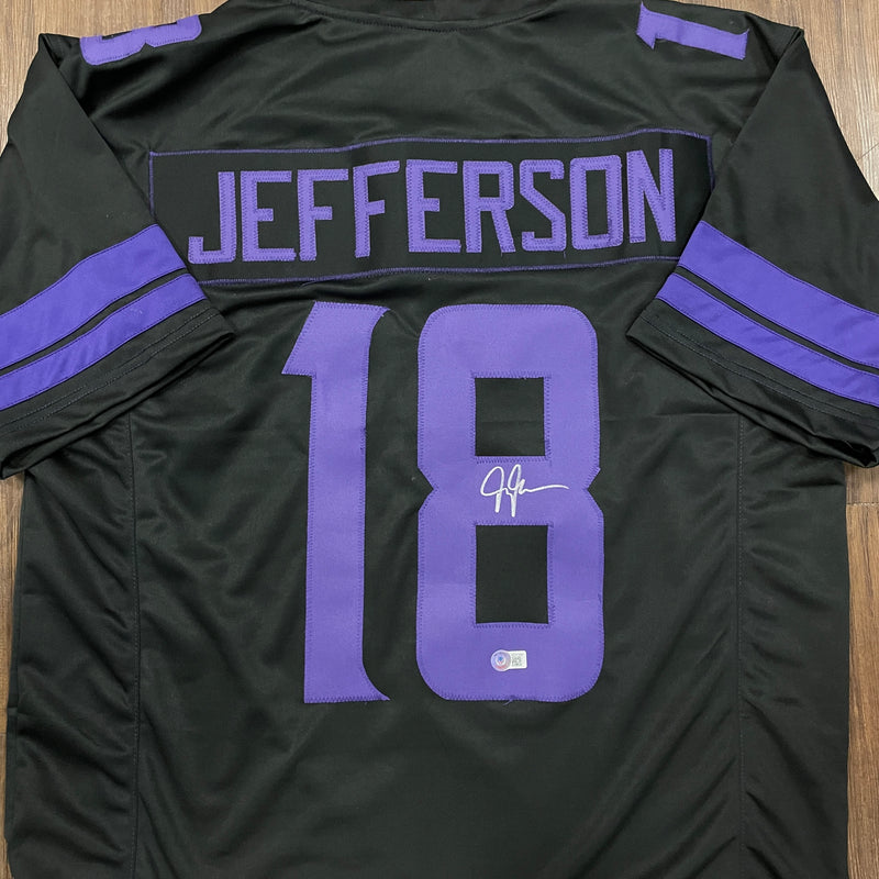 Justin Jefferson Autographed Fan HQ Exclusive Blackout Jersey