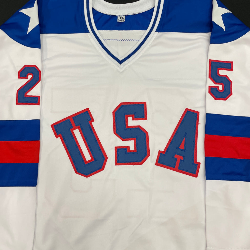 Buzz Schneider Autographed USA White Sewn Replica Jersey