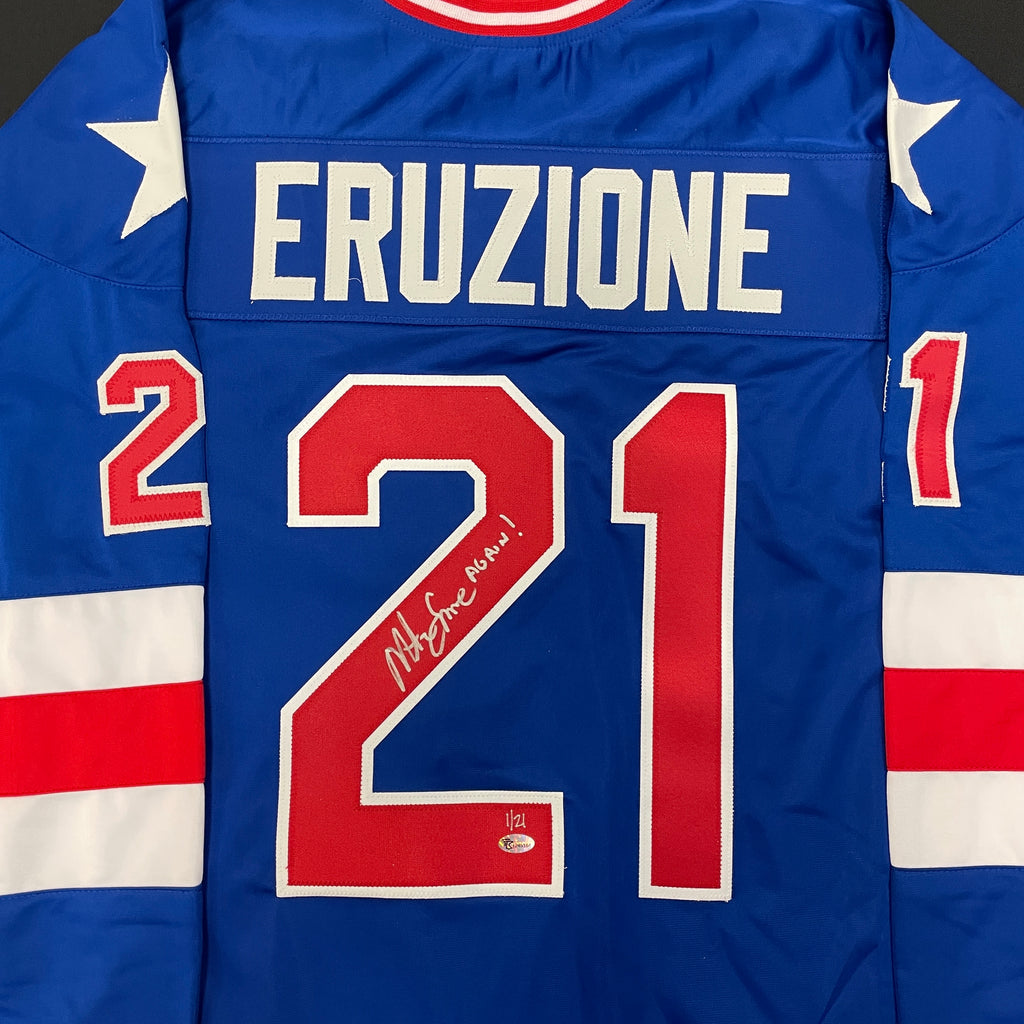 Bleachers Sports Music & Framing — Mike Eruzione Signed 1980 Team USA  Miracle on Ice Jersey - JSA COA Authenticated - Framed