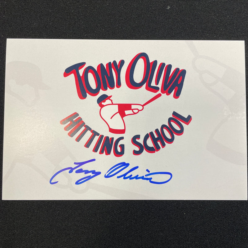 Tony Oliva Autographed SotaStick Oliva Hitting School Limited-Edition 4x6 Card T-Shirts SotaStick   