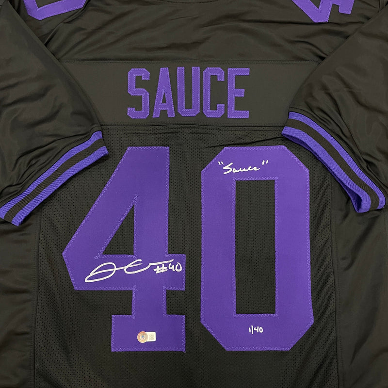 Jim Kleinsasser Autographed Fan HQ Exclusive Blackout Nickname Jersey w/ Sauce Inscription (Numbered Edition)