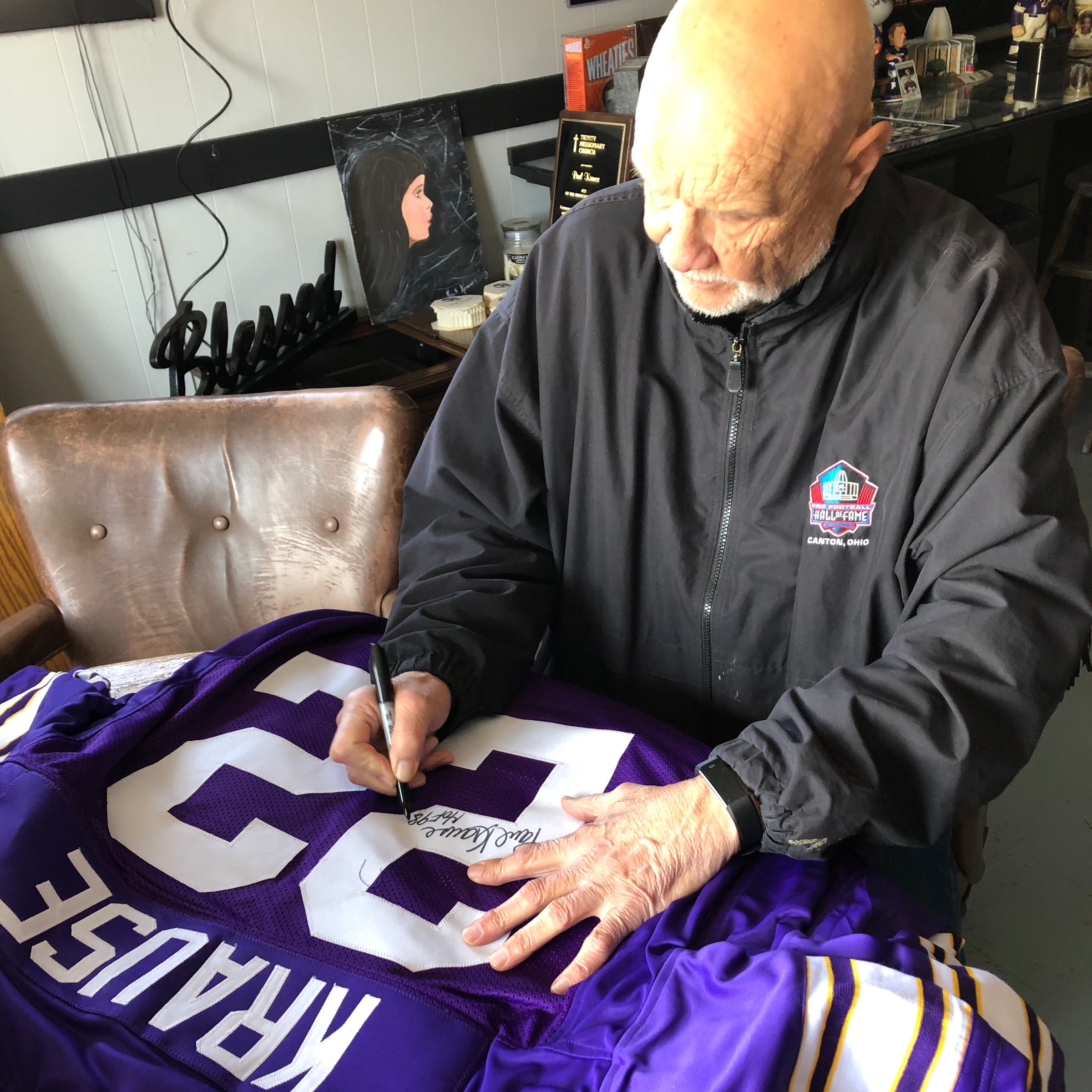 Paul Krause Autographed Purple Pro-Style Jersey w/ HOF Inscription – Fan HQ