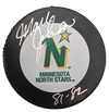 Mark Johnson Autographed & Inscribed Minnesota North Stars Puck (#1/9)
