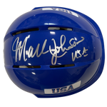 Mark Johnson Autographed Royal Blue Mini Helmet "USA" (Standard Number) Autographs FanHQ   
