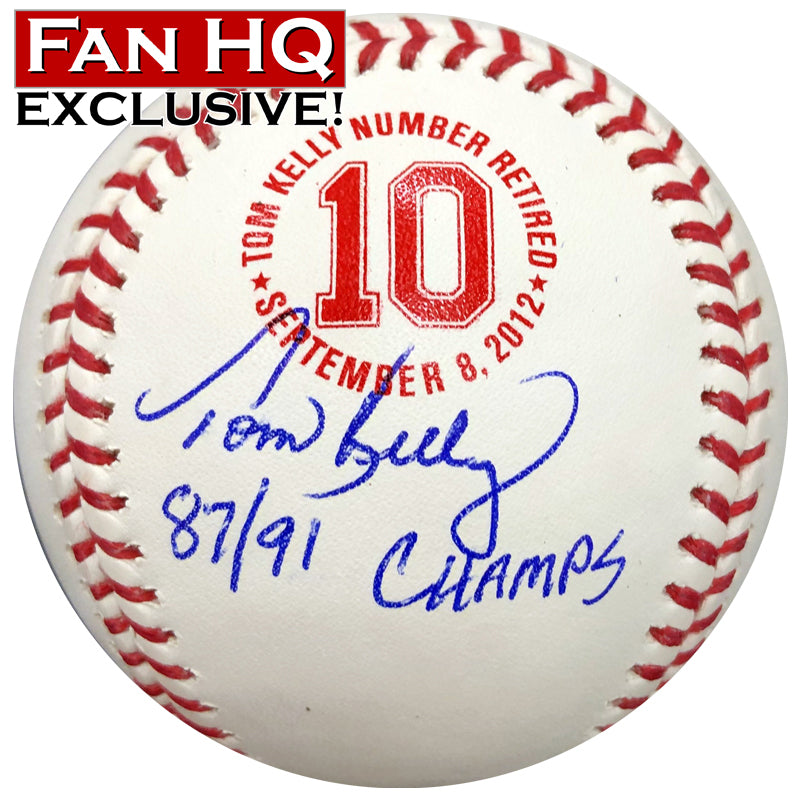 Tom Kelly Signed and Inscribed "87/91 Champs" Fan HQ Exclusive Number Retired Baseball Minnesota Twins (Number 10/10)