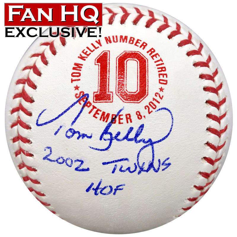 Tom Kelly Signed and Inscribed "2002 Twins HOF" Fan HQ Exclusive Number Retired Baseball Minnesota Twins (Standard Number)