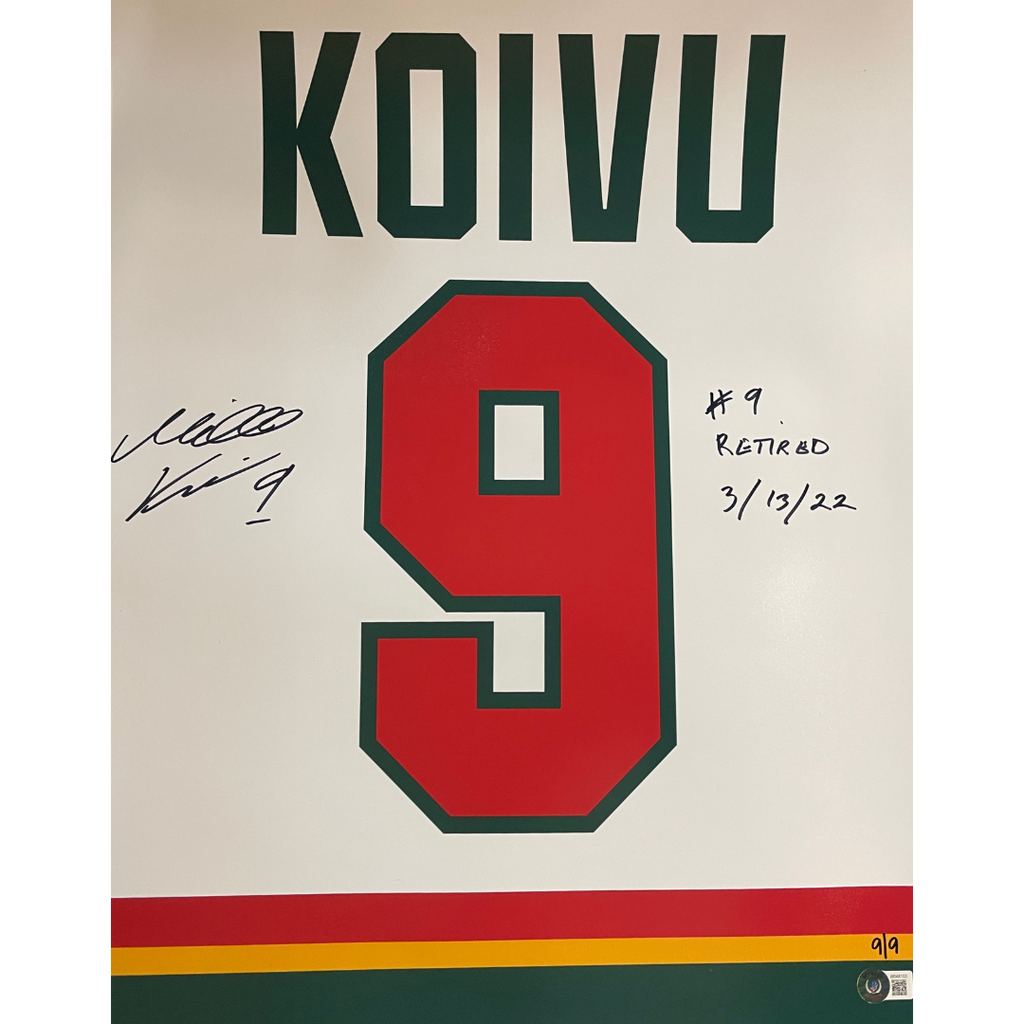 Mikko Koivu Autographed 16x20 Photo w/ Number Retired Inscription (Numbered Edition) Autographs FanHQ Number 9/9  