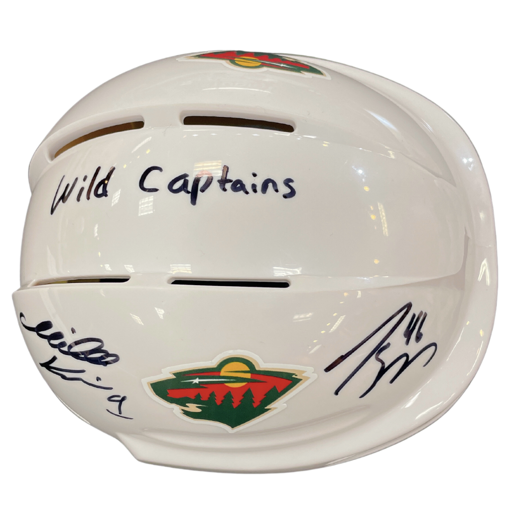 Mikko Koivu and Jared Spurgeon Autographed Minnesota Wild Mini Helmet w/ Wild Captains Inscription (Numbered Edition)