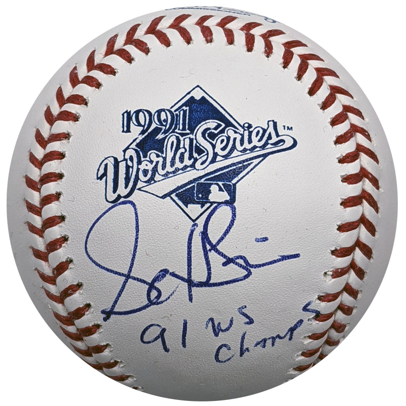 Scott Leius Autographed 1991 World Series Baseball w/ WS Champs Inscriptions Minnesota Twins Autographs Fan HQ   